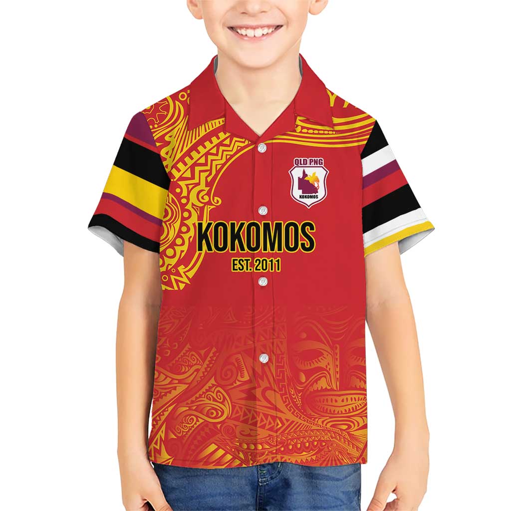 Queensland Papua New Guinea Custom Hawaiian Shirt All Red Pacific PNG Tribal Style