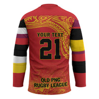 Queensland Papua New Guinea Custom Hockey Jersey All Red Pacific PNG Tribal Style - Polynesian Pride