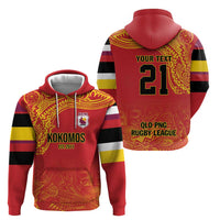 Queensland Papua New Guinea Custom Hoodie All Red Pacific PNG Tribal Style