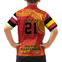 Queensland Papua New Guinea Custom Kid Hawaiian Shirt All Red Pacific PNG Tribal Style