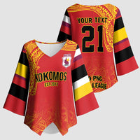 Queensland Papua New Guinea Custom Kimono Sleeve Blouse All Red Pacific PNG Tribal Style - Polynesian Pride