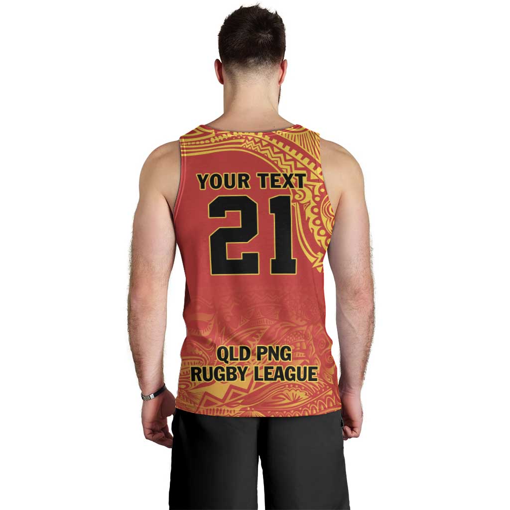 Queensland Papua New Guinea Custom Men Tank Top All Red Pacific PNG Tribal Style