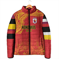 Queensland Papua New Guinea Custom Padded Jacket All Red Pacific PNG Tribal Style - Polynesian Pride