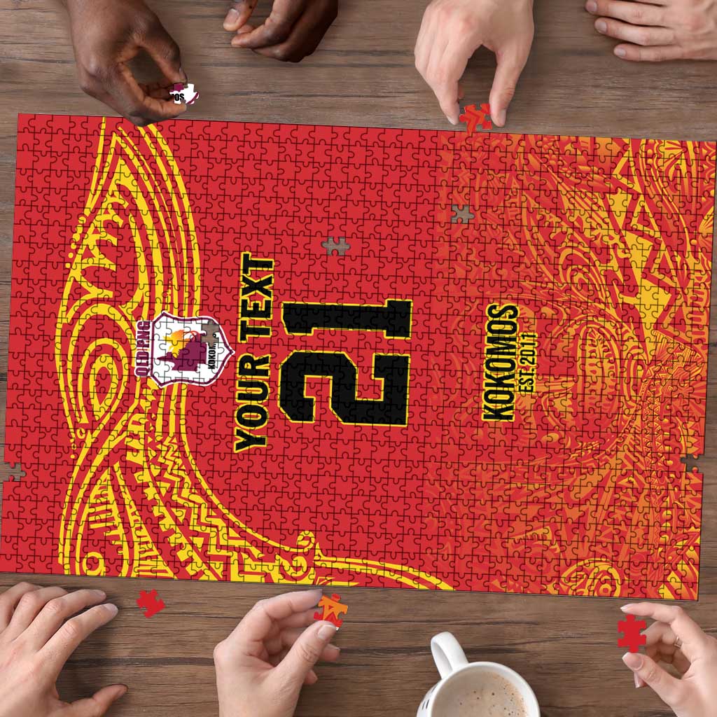 Queensland Papua New Guinea Custom Puzzle All Red Pacific PNG Tribal Style - Polynesian Pride