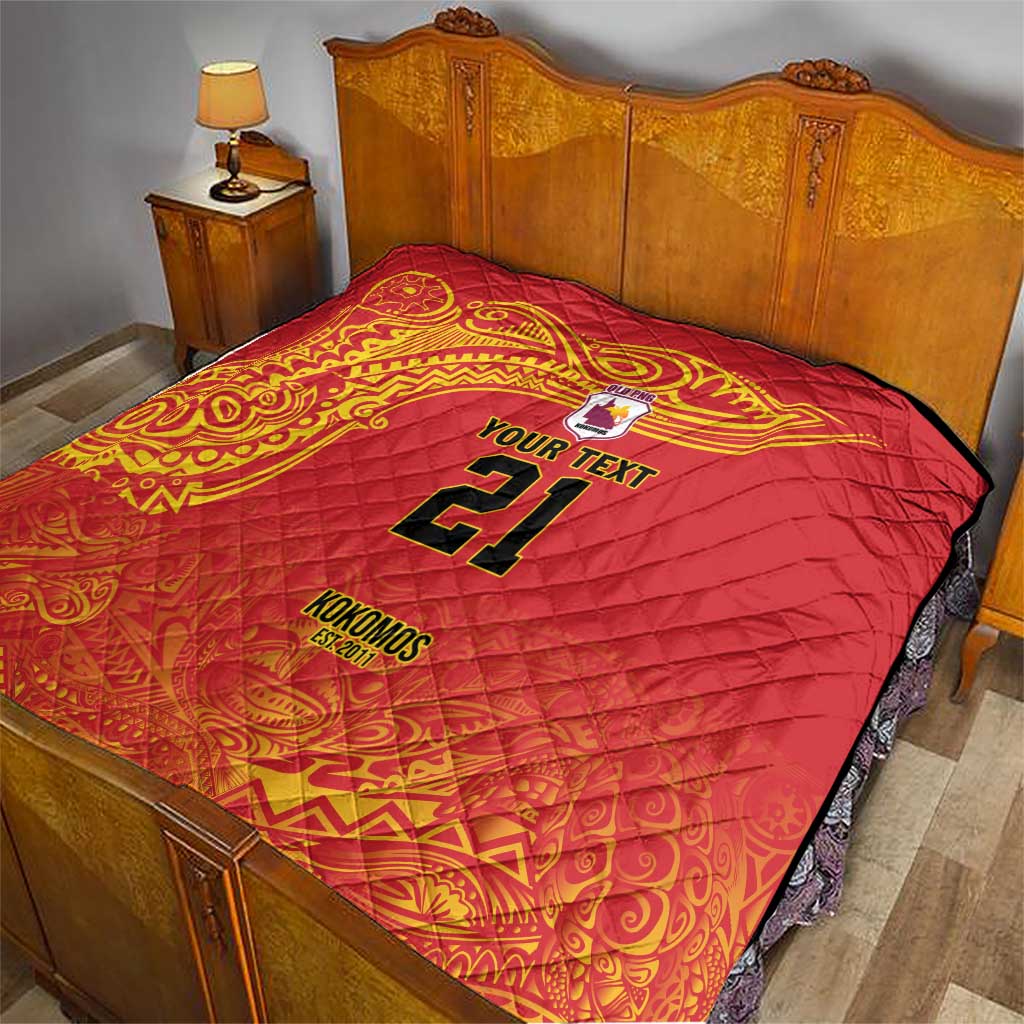Queensland Papua New Guinea Custom Quilt All Red Pacific PNG Tribal Style