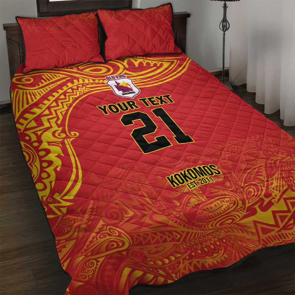 Queensland Papua New Guinea Custom Quilt Bed Set All Red Pacific PNG Tribal Style
