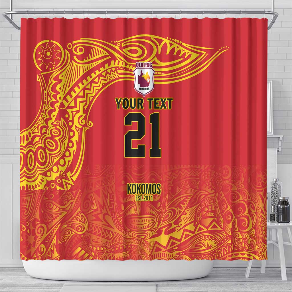 Queensland Papua New Guinea Custom Shower Curtain All Red Pacific PNG Tribal Style