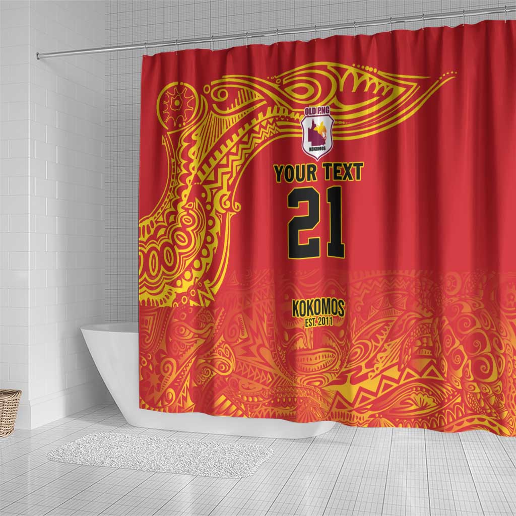 Queensland Papua New Guinea Custom Shower Curtain All Red Pacific PNG Tribal Style
