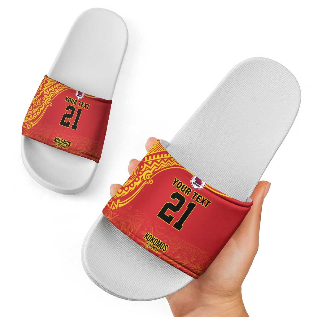 Queensland Papua New Guinea Custom Slide Sandals All Red Pacific PNG Tribal Style LT9 - Polynesian Pride