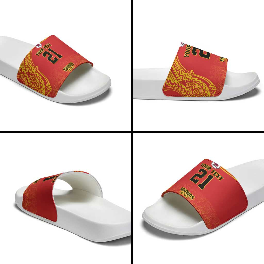 Queensland Papua New Guinea Custom Slide Sandals All Red Pacific PNG Tribal Style LT9 - Polynesian Pride