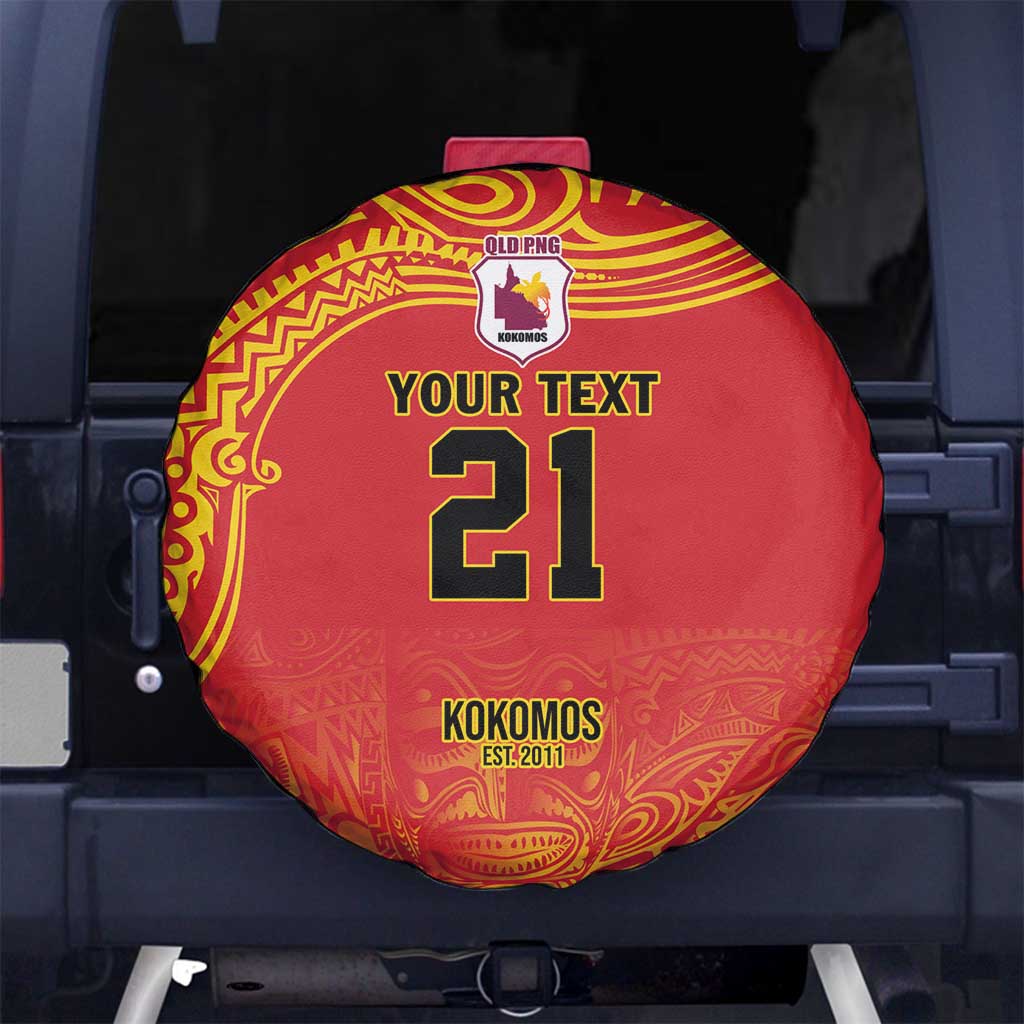 Queensland Papua New Guinea Custom Spare Tire Cover All Red Pacific PNG Tribal Style