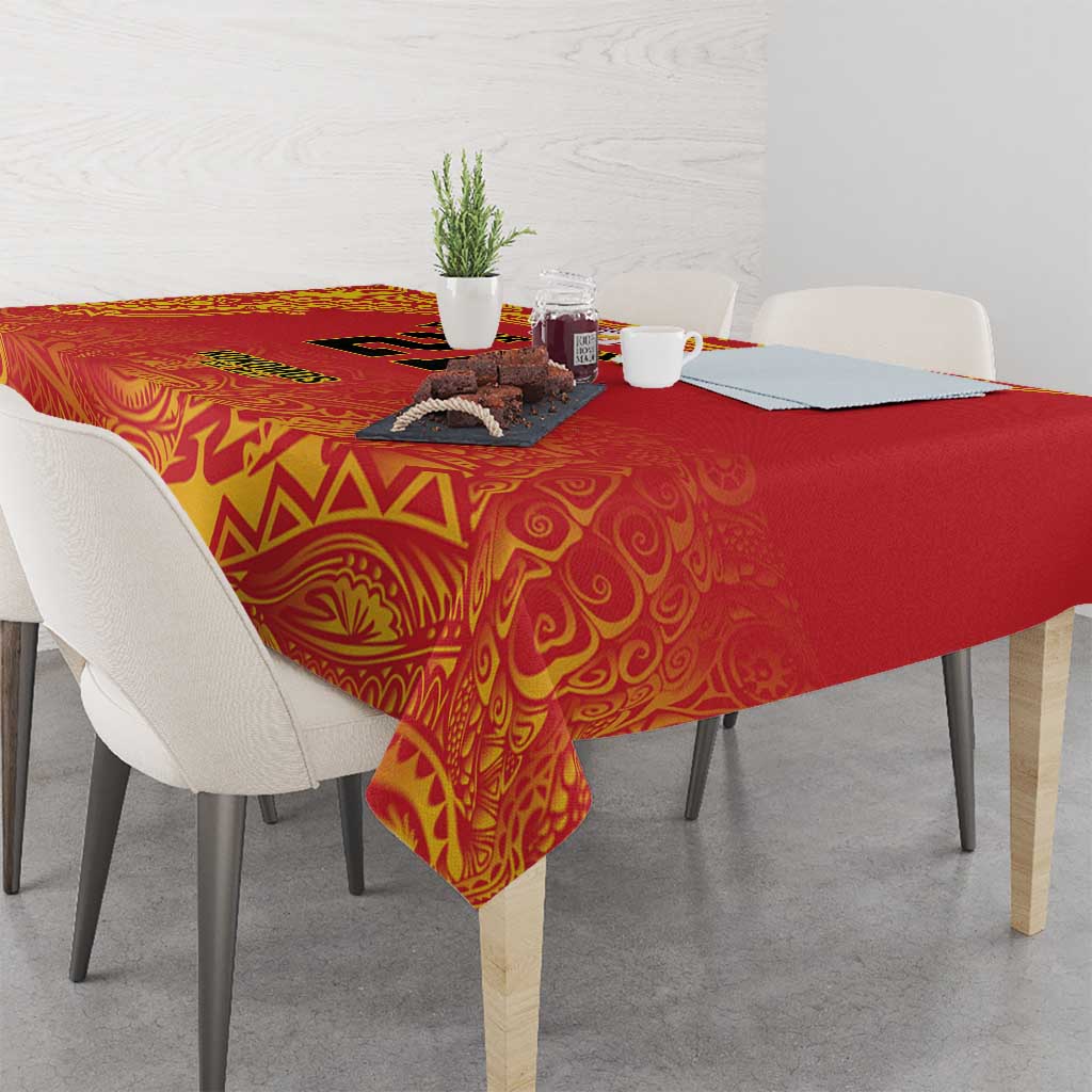 Queensland Papua New Guinea Custom Tablecloth All Red Pacific PNG Tribal Style