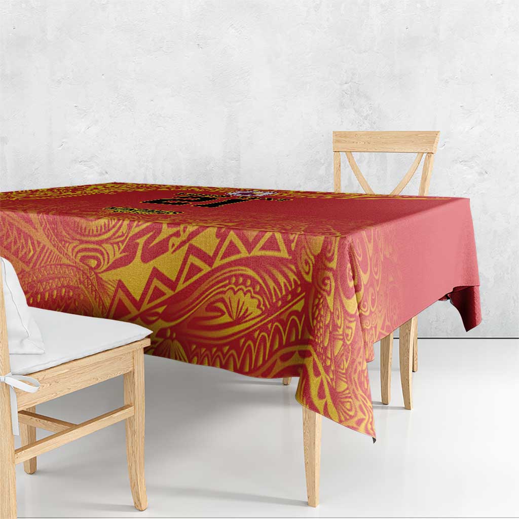 Queensland Papua New Guinea Custom Tablecloth All Red Pacific PNG Tribal Style