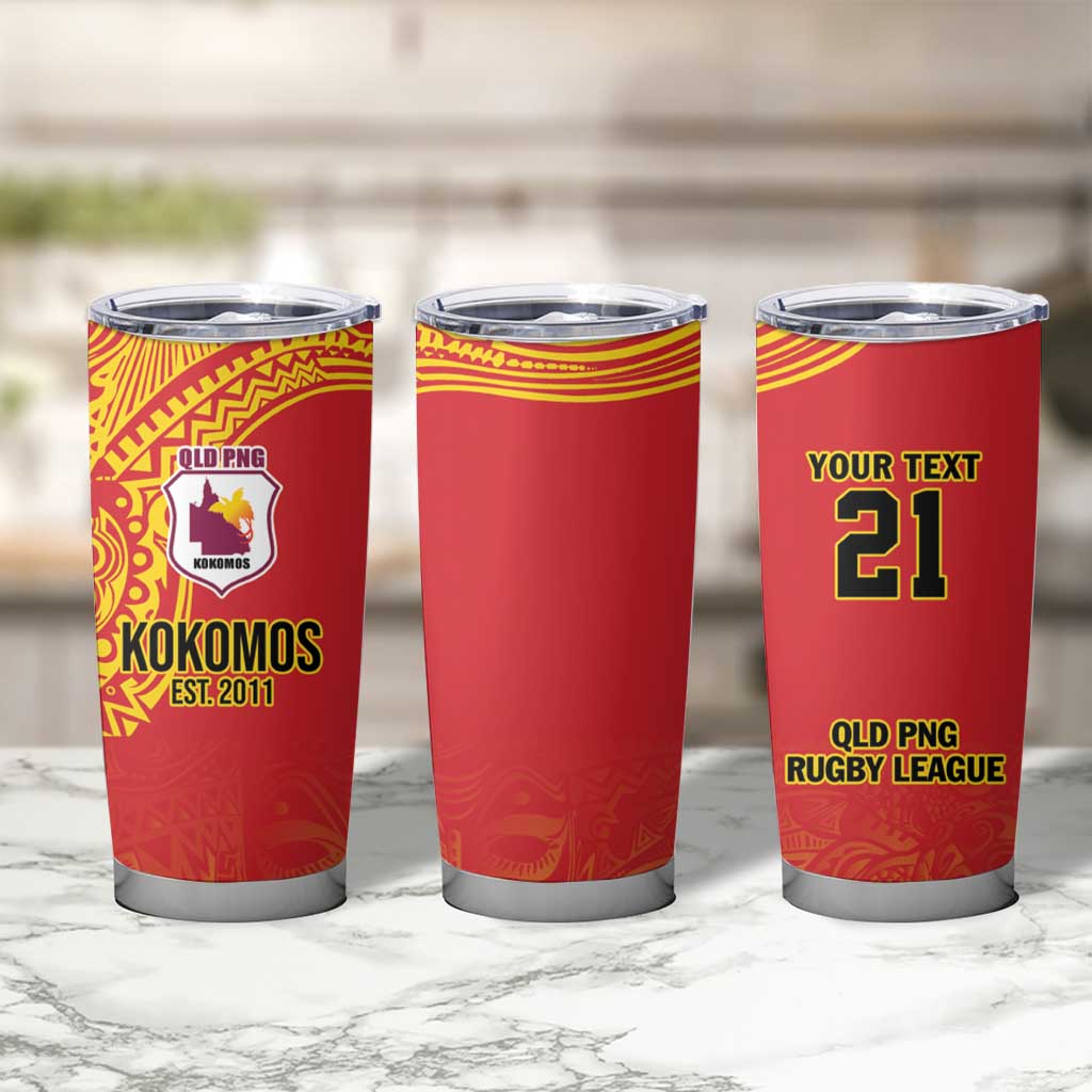 Queensland Papua New Guinea Custom Tumbler Cup All Red Pacific PNG Tribal Style LT9 - Polynesian Pride