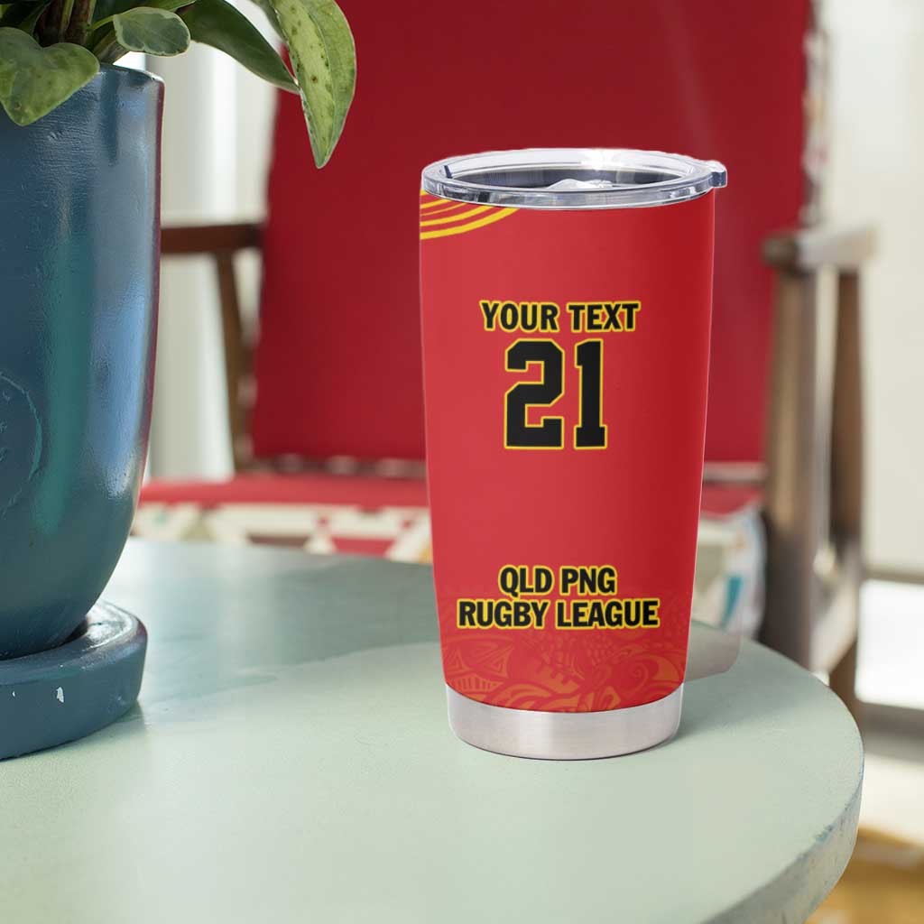 Queensland Papua New Guinea Custom Tumbler Cup All Red Pacific PNG Tribal Style LT9 - Polynesian Pride