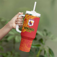Queensland Papua New Guinea Custom Tumbler With Handle All Red Pacific PNG Tribal Style LT9 - Polynesian Pride