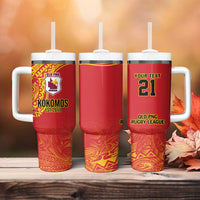 Queensland Papua New Guinea Custom Tumbler With Handle All Red Pacific PNG Tribal Style LT9 - Polynesian Pride