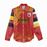 Queensland Papua New Guinea Custom Women Casual Shirt All Red Pacific PNG Tribal Style