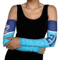 Queensland Samoa Custom Arm Sleeves Blue Pacific Polynesian Tribal Pattern LT9 - Polynesian Pride