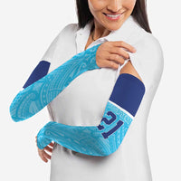 Queensland Samoa Custom Arm Sleeves Blue Pacific Polynesian Tribal Pattern LT9 - Polynesian Pride