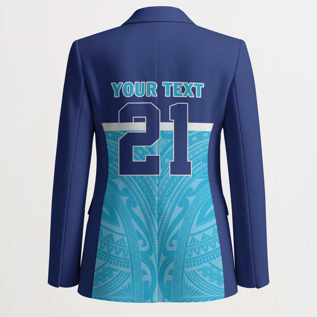 Queensland Samoa Custom Blazer Blue Pacific Polynesian Tribal Pattern LT9 - Polynesian Pride