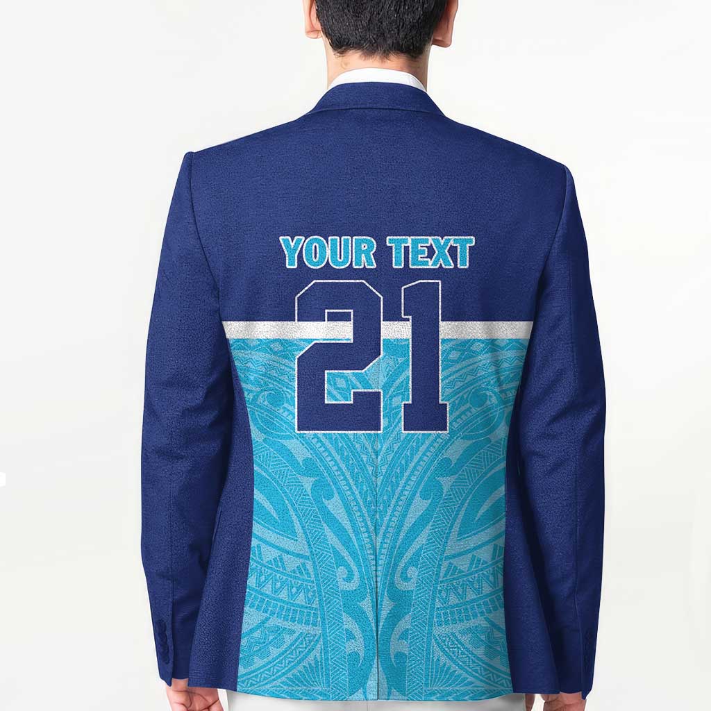 Queensland Samoa Custom Blazer Blue Pacific Polynesian Tribal Pattern LT9 - Polynesian Pride