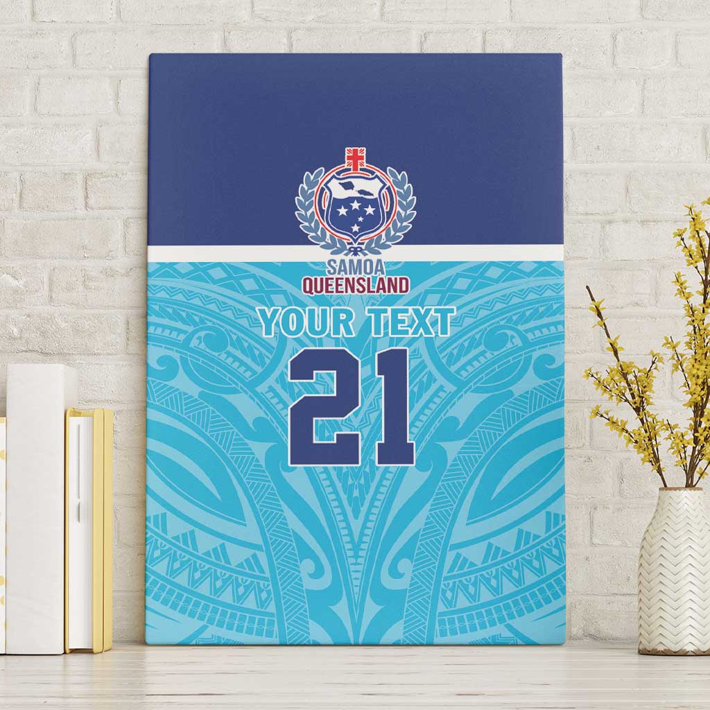 Queensland Samoa Custom Canvas Wall Art Blue Pacific Polynesian Tribal Pattern