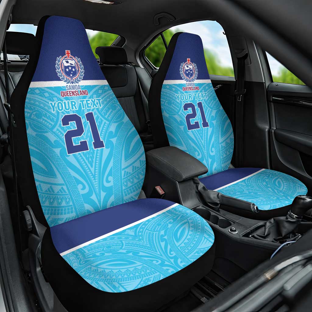 Queensland Samoa Custom Car Seat Cover Blue Pacific Polynesian Tribal Pattern