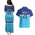 Queensland Samoa Custom Couples Matching Puletasi and Hawaiian Shirt Blue Pacific Polynesian Tribal Pattern