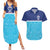Queensland Samoa Custom Couples Matching Summer Maxi Dress and Hawaiian Shirt Blue Pacific Polynesian Tribal Pattern