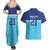 Queensland Samoa Custom Couples Matching Summer Maxi Dress and Hawaiian Shirt Blue Pacific Polynesian Tribal Pattern