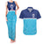 Queensland Samoa Custom Couples Matching Tank Maxi Dress and Hawaiian Shirt Blue Pacific Polynesian Tribal Pattern
