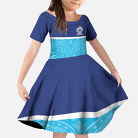 Queensland Samoa Custom Family Matching Summer Maxi Dress and Hawaiian Shirt Blue Pacific Polynesian Tribal Pattern