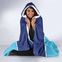 Queensland Samoa Custom Hooded Blanket Blue Pacific Polynesian Tribal Pattern