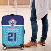 Queensland Samoa Custom Luggage Cover Blue Pacific Polynesian Tribal Pattern