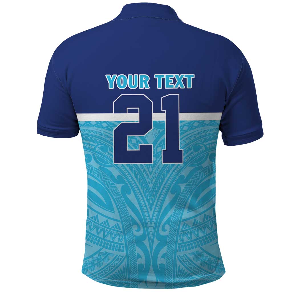 Queensland Samoa Custom Polo Shirt Blue Pacific Polynesian Tribal Pattern