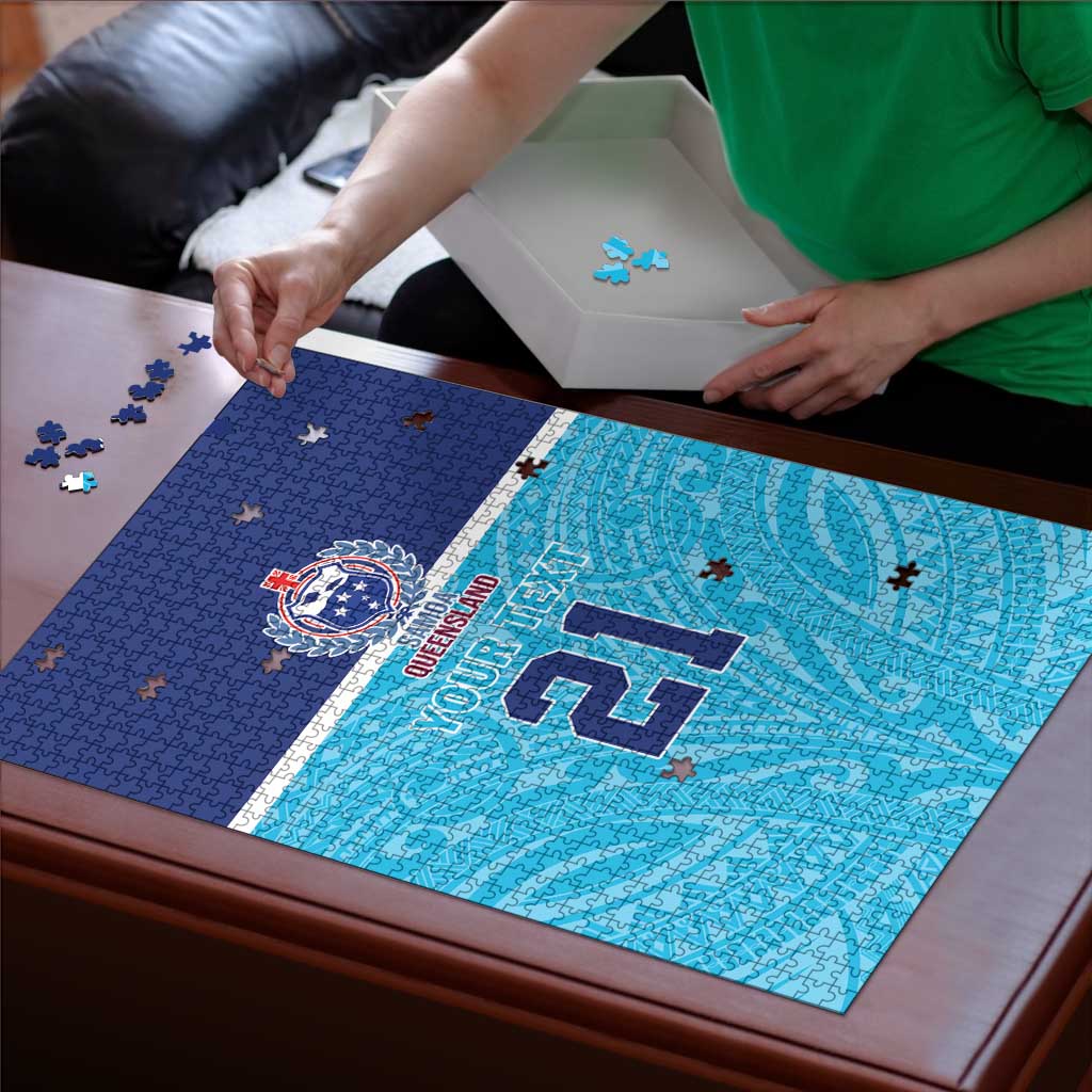 Queensland Samoa Custom Puzzle Blue Pacific Polynesian Tribal Pattern - Polynesian Pride