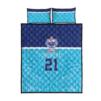 Queensland Samoa Custom Quilt Bed Set Blue Pacific Polynesian Tribal Pattern