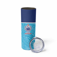 Queensland Samoa Custom Skinny Tumbler Blue Pacific Polynesian Tribal Pattern LT9 - Polynesian Pride