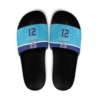 Queensland Samoa Custom Slide Sandals Blue Pacific Polynesian Tribal Pattern LT9 Blue - Polynesian Pride