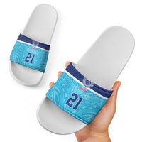 Queensland Samoa Custom Slide Sandals Blue Pacific Polynesian Tribal Pattern LT9 - Polynesian Pride