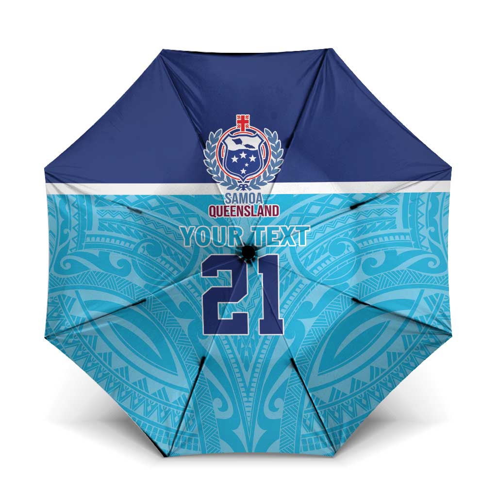 Queensland Samoa Custom Umbrella Blue Pacific Polynesian Tribal Pattern - Polynesian Pride