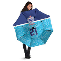 Queensland Samoa Custom Umbrella Blue Pacific Polynesian Tribal Pattern - Polynesian Pride