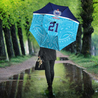Queensland Samoa Custom Umbrella Blue Pacific Polynesian Tribal Pattern - Polynesian Pride