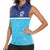 Queensland Samoa Custom Women Sleeveless Polo Shirt Blue Pacific Polynesian Tribal Pattern