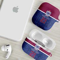 Queensland Samoa Custom AirPods Case Maroon-Blue Pacific Polynesian Tribal Pattern - Polynesian Pride