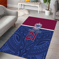 Queensland Samoa Custom Area Rug Maroon-Blue Pacific Polynesian Tribal Pattern LT9 - Polynesian Pride