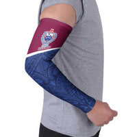 Queensland Samoa Custom Arm Sleeves Maroon-Blue Pacific Polynesian Tribal Pattern LT9 - Polynesian Pride