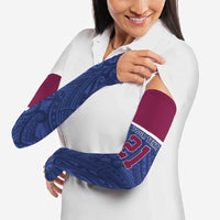 Queensland Samoa Custom Arm Sleeves Maroon-Blue Pacific Polynesian Tribal Pattern LT9 - Polynesian Pride