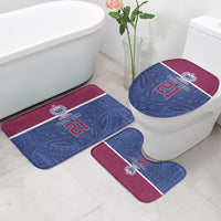 Queensland Samoa Custom Bathroom Set Maroon-Blue Pacific Polynesian Tribal Pattern - Polynesian Pride
